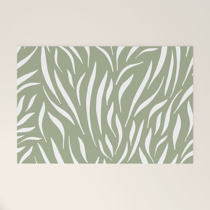 Sage Green Abstract Leaf Pattern Welcome Mat Gallery Image 1