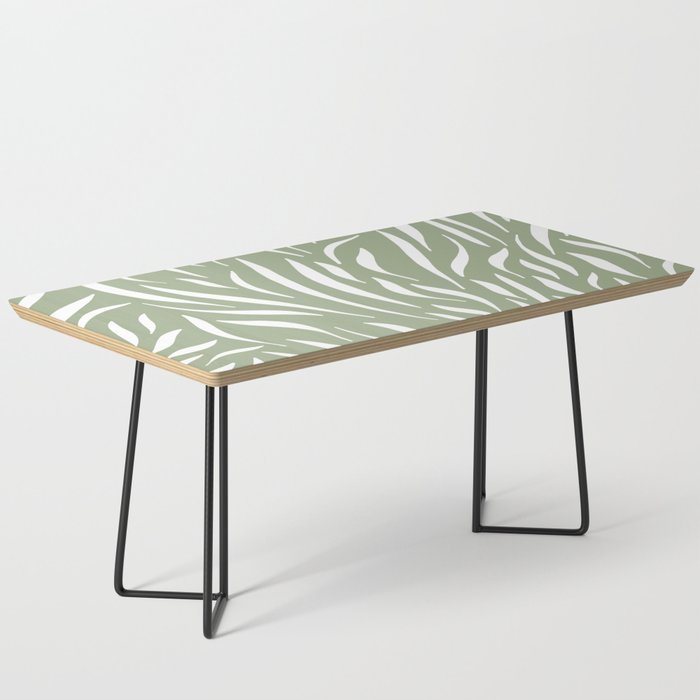 Sage Green Abstract Leaf Pattern Coffee Table Gallery Image 1