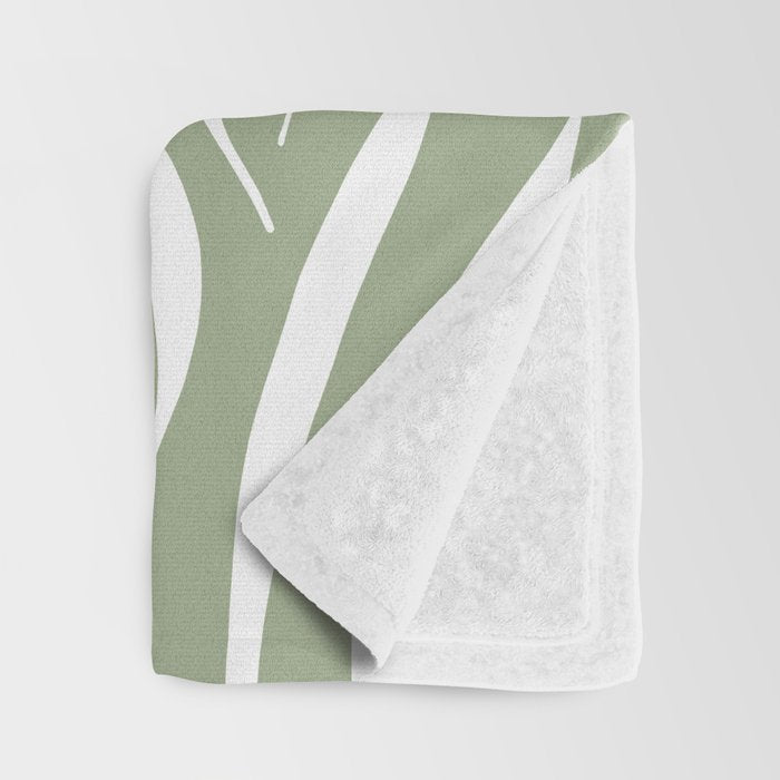 Sage Green Abstract Leaf Pattern Throw Blanket Gallery Image 3