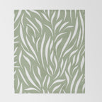 Sage Green Abstract Leaf Pattern Throw Blanket Gallery Image 2