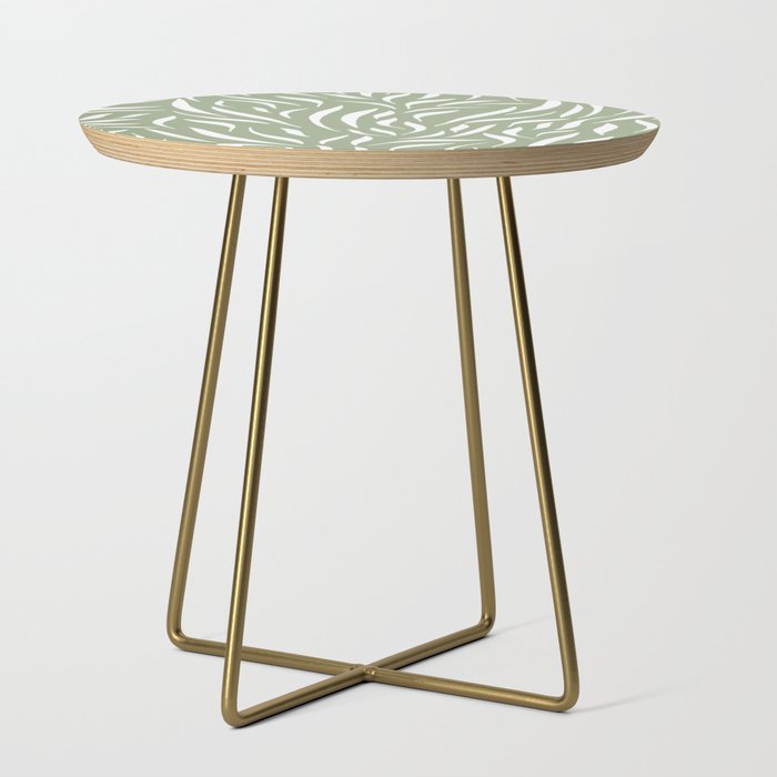 Sage Green Abstract Leaf Pattern Side Table Gallery Image 1