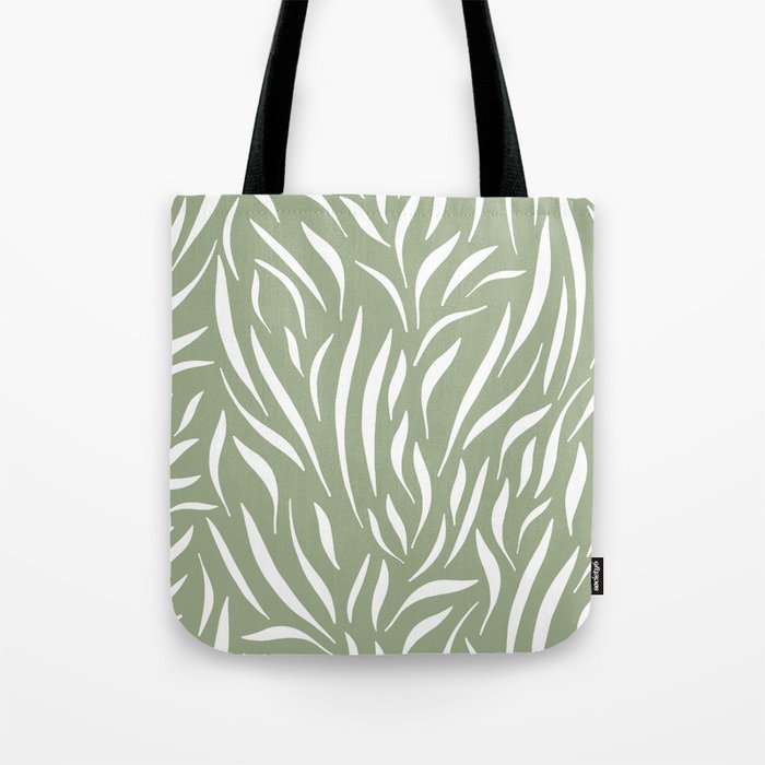 Sage Green Abstract Leaf Pattern Tote Bag Gallery Image 1