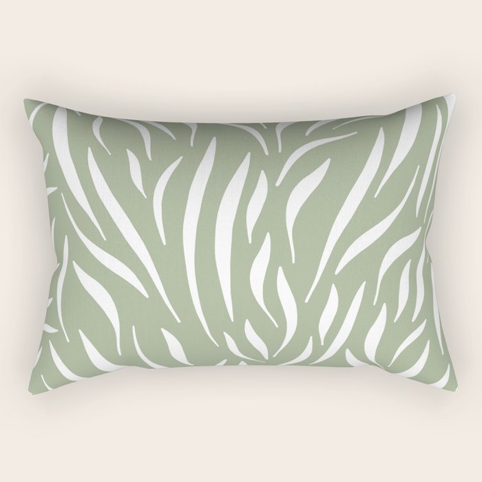 Sage Green Abstract Leaf Pattern Rectangular Pillow Gallery Image 1