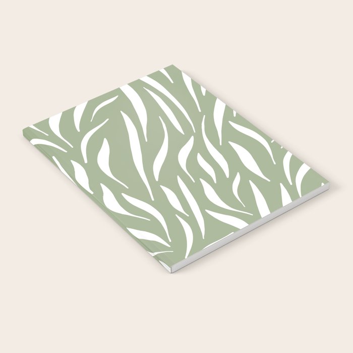 Sage Green Abstract Leaf Pattern Notebook Gallery Image 1