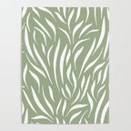 Sage Green Abstract Leaf Pattern Poster Gallery Image 4
