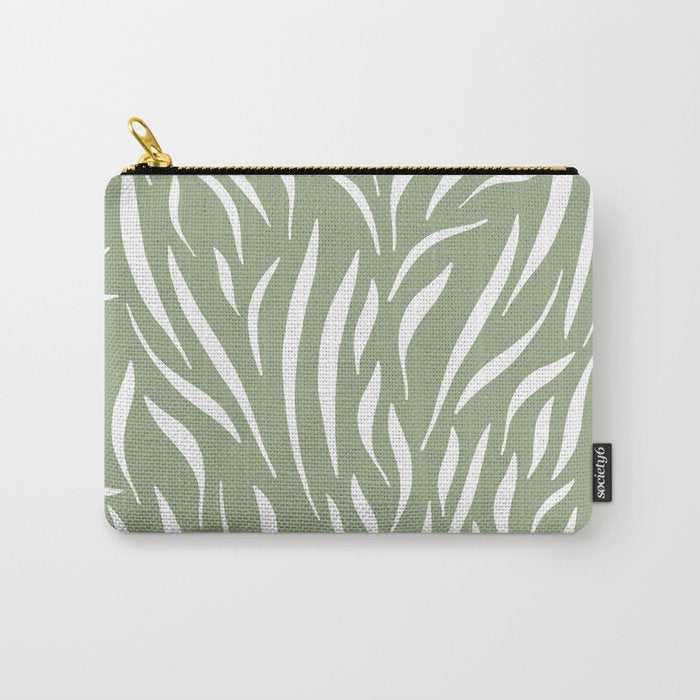 Sage Green Abstract Leaf Pattern Carry All Pouch Gallery Image 1