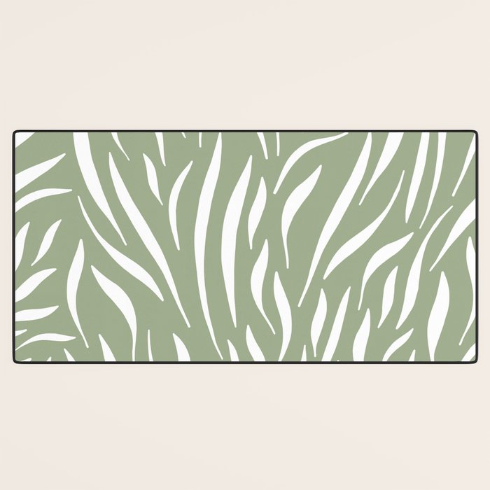 Sage Green Abstract Leaf Pattern Desk Mat Gallery Image 3