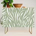 Sage Green Abstract Leaf Pattern Credenza Gallery Image 1