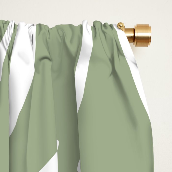 Sage Green Abstract Leaf Pattern Window Curtain Gallery Image 2