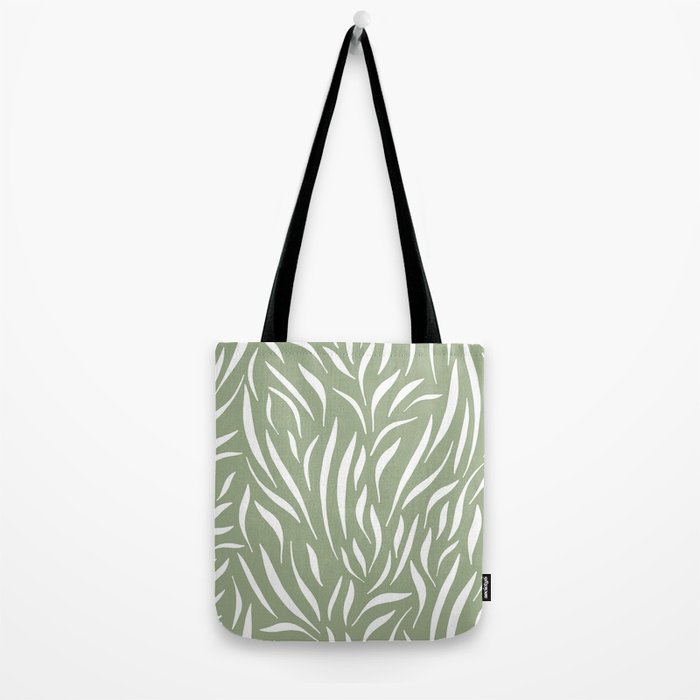 Sage Green Abstract Leaf Pattern Tote Bag Gallery Image 2