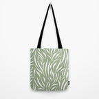 Sage Green Abstract Leaf Pattern Tote Bag Gallery Image 2
