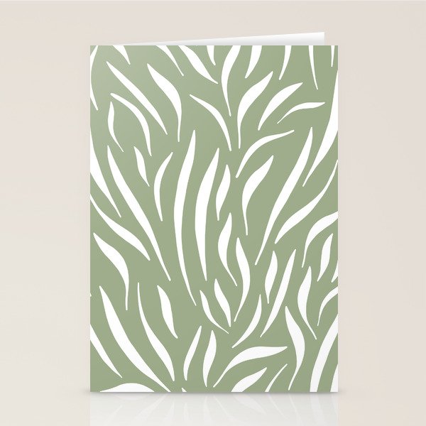 Sage Green Abstract Leaf Pattern Stationery Card Gallery Image 2