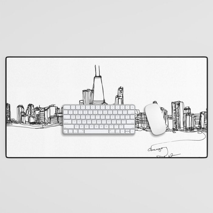 Chicago Skyline (A Continuous Line Drawing) Desk Mat Gallery Image 1