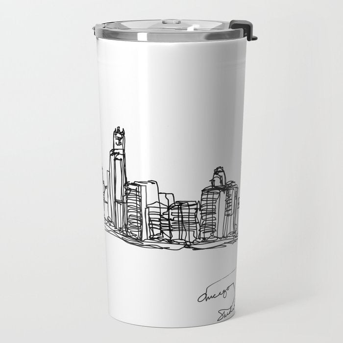 Chicago Skyline (A Continuous Line Drawing) Travel Mug Gallery Image 2