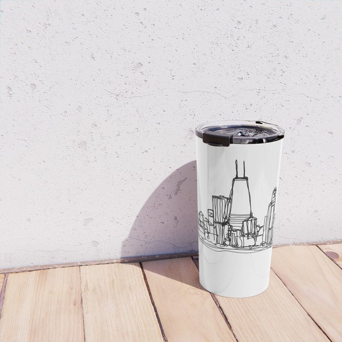Chicago Skyline (A Continuous Line Drawing) Travel Mug Gallery Image 4