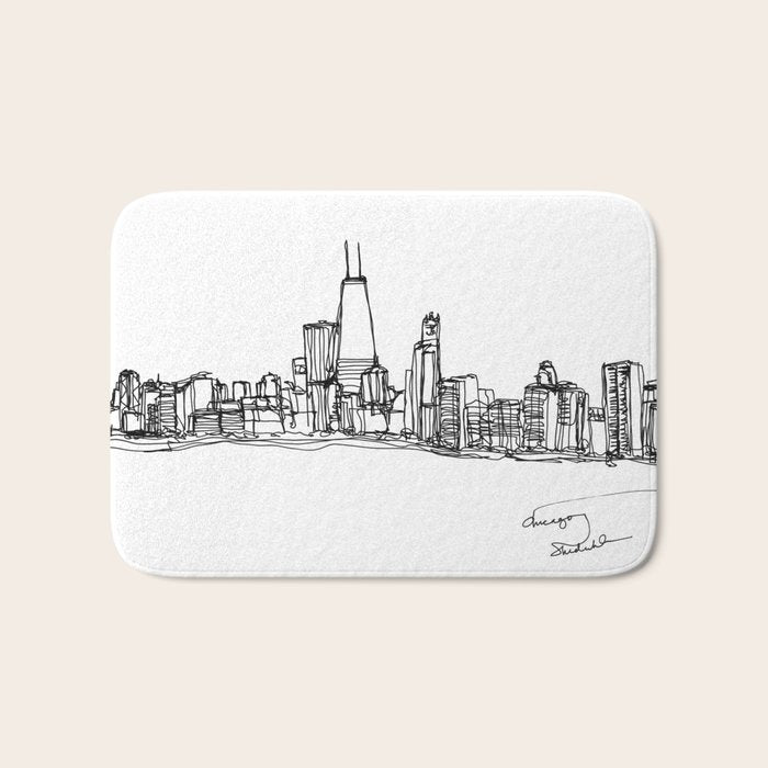 Chicago Skyline (A Continuous Line Drawing) Bath Mat Gallery Image 1