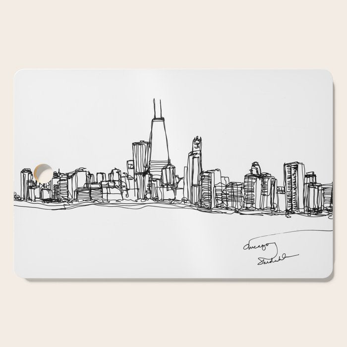 Chicago Skyline (A Continuous Line Drawing) Cutting Board Gallery Image 1