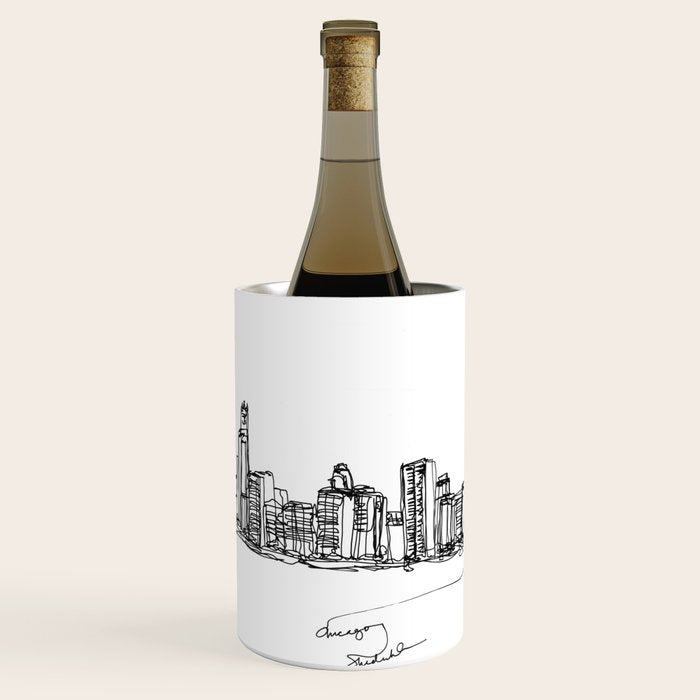 Chicago Skyline (A Continuous Line Drawing) Wine Chiller Gallery Image 3
