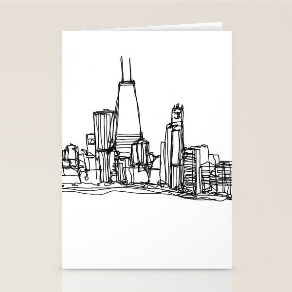 Chicago Skyline (A Continuous Line Drawing) Stationery Card
