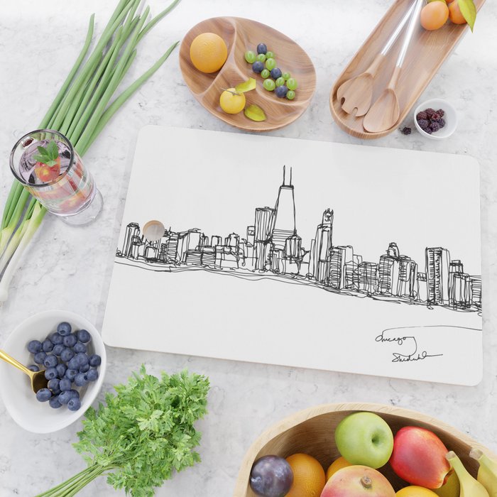 Chicago Skyline (A Continuous Line Drawing) Cutting Board Gallery Image 2
