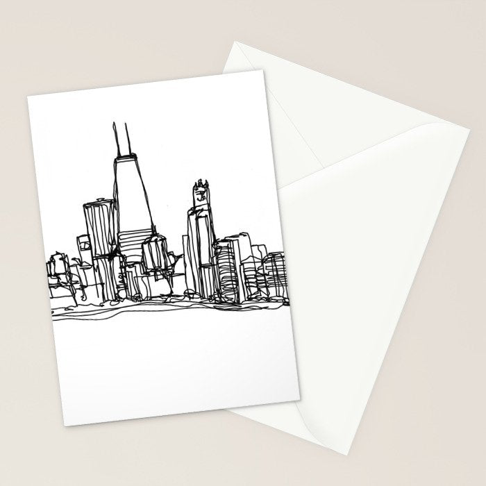 Chicago Skyline (A Continuous Line Drawing) Stationery Card Gallery Image 2