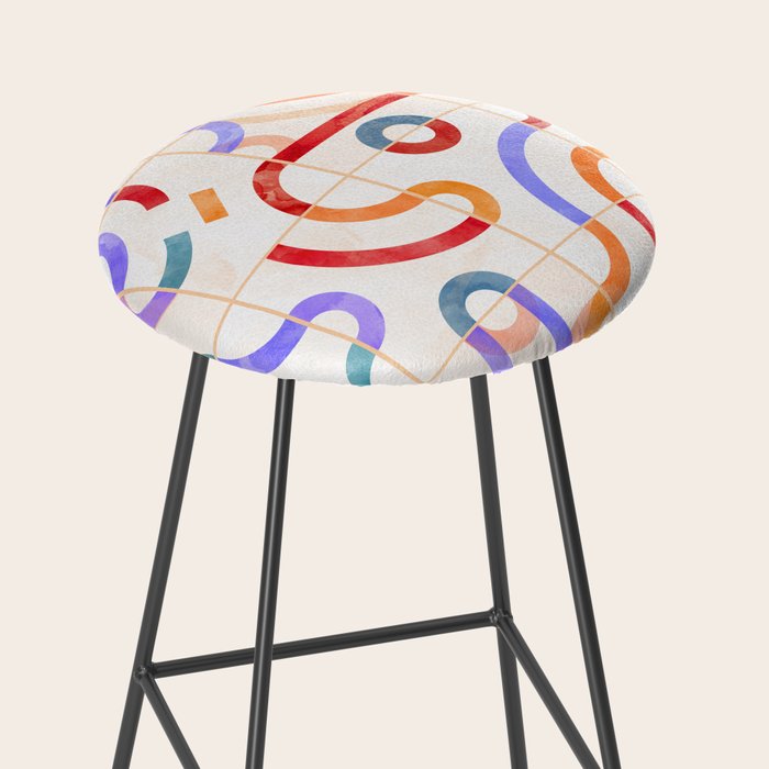 Colorful Curved Path Tiles G Stool Gallery Image 2