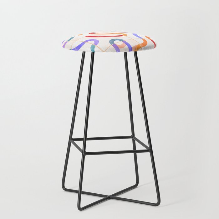 Colorful Curved Path Tiles G Stool Gallery Image 1