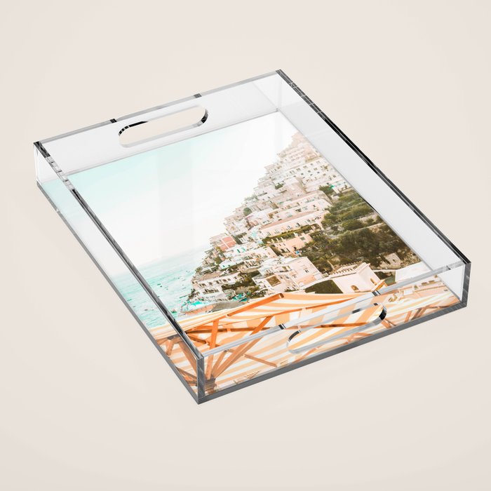 Positano, Italy Beach Vibes Photography Acrylic Tray Gallery Image 1