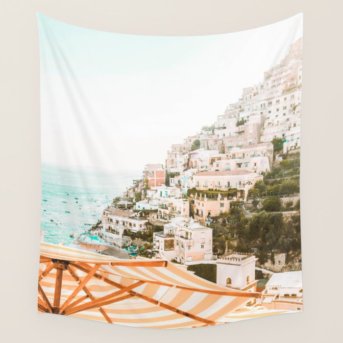 Positano, Italy Beach Vibes Photography Wall Tapestry Gallery Image 1