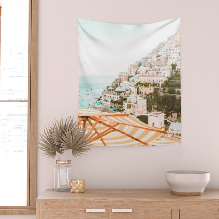 Positano, Italy Beach Vibes Photography Wall Tapestry Gallery Image 2