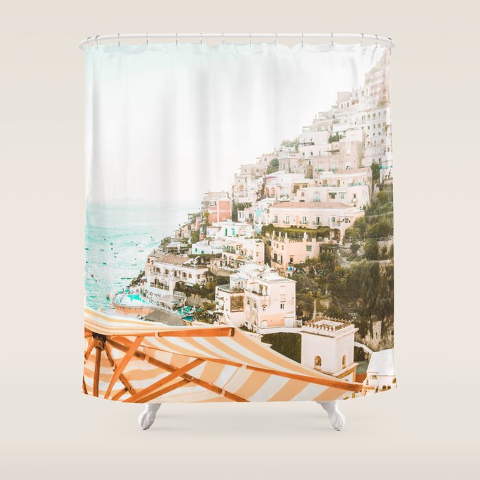 Positano, Italy Beach Vibes Photography Shower Curtain Gallery Image 1