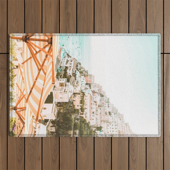 Positano, Italy Beach Vibes Photography Outdoor Rug Gallery Image 1