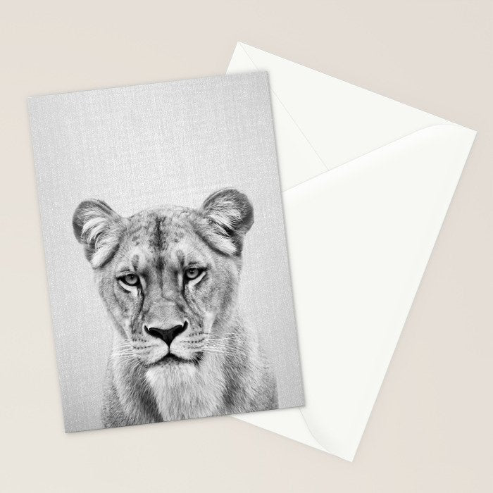 Lioness - Black & White Stationery Card Gallery Image 2