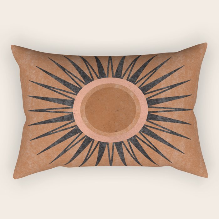 Terracotta Mid Century Sunburst Rectangular Pillow Gallery Image 1