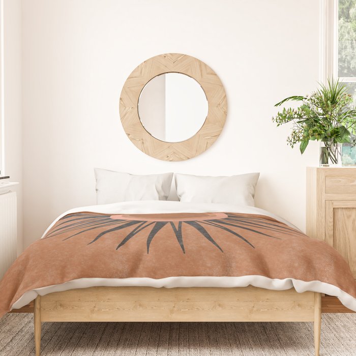 Terracotta Mid Century Sunburst Duvet Cover Gallery Image 3