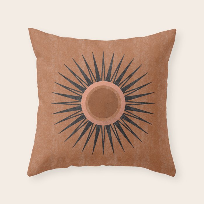 Terracotta Mid Century Sunburst Throw Pillow Gallery Image 6