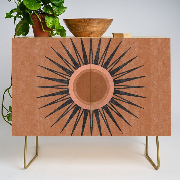 Terracotta Mid Century Sunburst Credenza Gallery Image 1