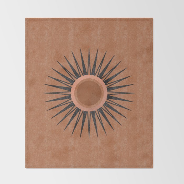 Terracotta Mid Century Sunburst Throw Blanket Gallery Image 2
