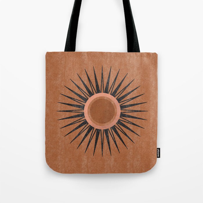 Terracotta Mid Century Sunburst Tote Bag Gallery Image 1