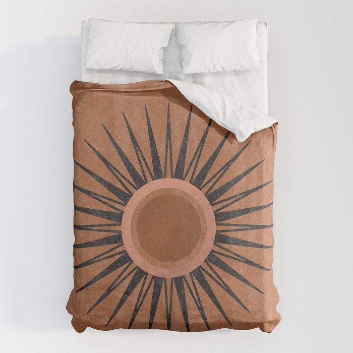 Terracotta Mid Century Sunburst Duvet Cover Gallery Image 6