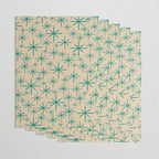 Stella 2 - Atomic Age Starbursts - Midcentury Modern Pattern in Turquoise Teal and Mid Mod Beige Wrapping Paper Gallery Image 3