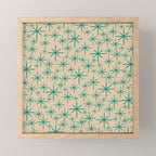 Stella 2 - Atomic Age Starbursts - Midcentury Modern Pattern in Turquoise Teal and Mid Mod Beige Mini Art Print Gallery Image 1