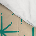 Stella 2 - Atomic Age Starbursts - Midcentury Modern Pattern in Turquoise Teal and Mid Mod Beige Comforter Gallery Image 4