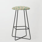 Stella 2 - Atomic Age Starbursts - Midcentury Modern Pattern in Turquoise Teal and Mid Mod Beige Stool Gallery Image 1