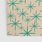 Stella 2 - Atomic Age Starbursts - Midcentury Modern Pattern in Turquoise Teal and Mid Mod Beige Poster Gallery Image 3