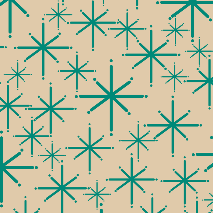 Stella 2 - Atomic Age Starbursts - Midcentury Modern Pattern in Turquoise Teal and Mid Mod Beige Coffee Mug Gallery Image 2