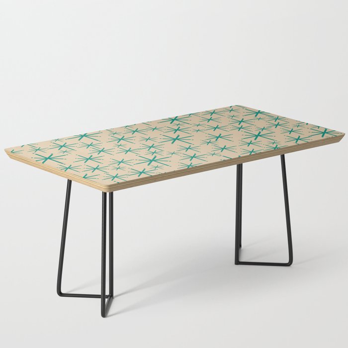 Stella 2 - Atomic Age Starbursts - Midcentury Modern Pattern in Turquoise Teal and Mid Mod Beige Coffee Table Gallery Image 1