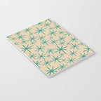 Stella 2 - Atomic Age Starbursts - Midcentury Modern Pattern in Turquoise Teal and Mid Mod Beige Notebook Gallery Image 3
