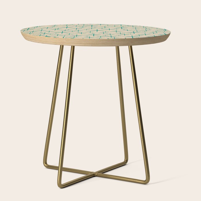 Stella 2 - Atomic Age Starbursts - Midcentury Modern Pattern in Turquoise Teal and Mid Mod Beige Side Table Gallery Image 1