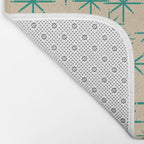 Stella 2 - Atomic Age Starbursts - Midcentury Modern Pattern in Turquoise Teal and Mid Mod Beige Bath Mat Gallery Image 2